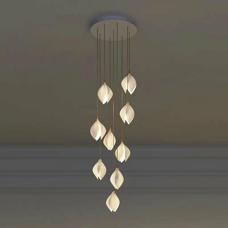 Customer photo review of Pendant Light, Ceramic Flower Shades, Brass & White, G9 LED