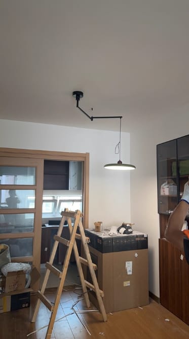 Customer photo review of Pendant Light, Mid-Century Swing Arm Disc, Acrylic, LED, Lola