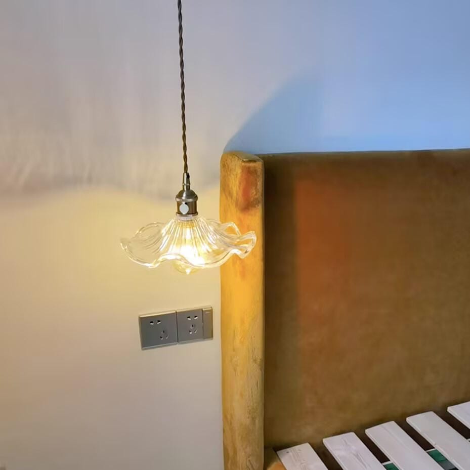 Customer photo review of Pendant Light, Fluted Hibiscus Glass Shade, Brushed Brass, E26/E27