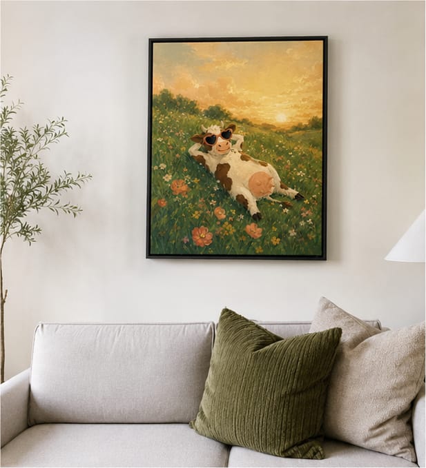 Customer photo review of Funny Cow Canvas Wall Art
