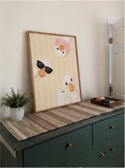 Customer photo review of Funny Duck Bathroom Canvas Wall Art