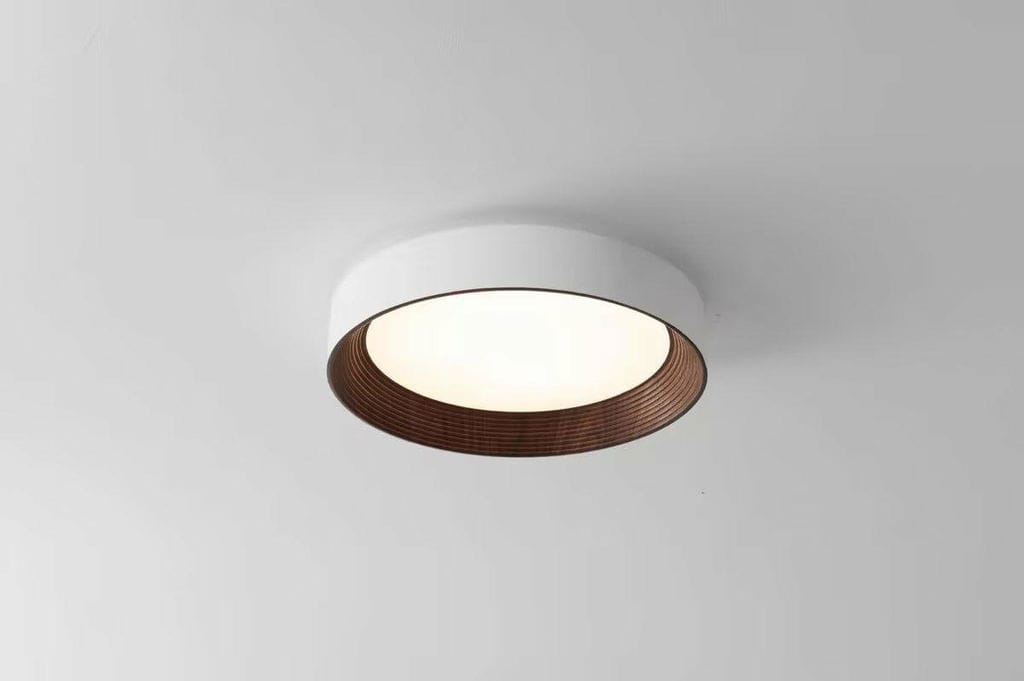 Customer photo review of Oreen Flush Mount Ceiling Light, Wood-Tone Frame, Acrylic, LED, Dimmable