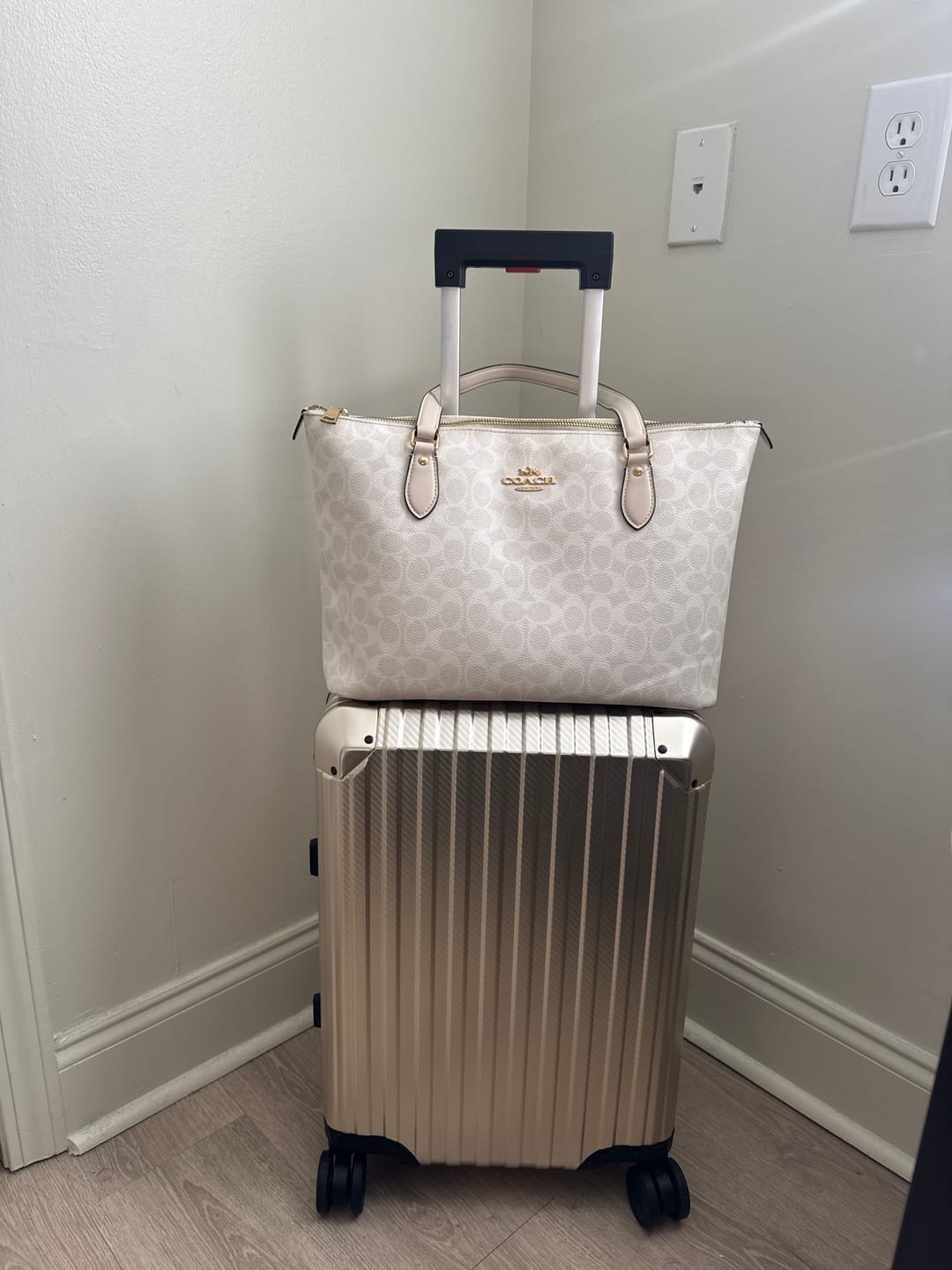 Customer photo review of TREVA Aluminum Suitcase Champagne