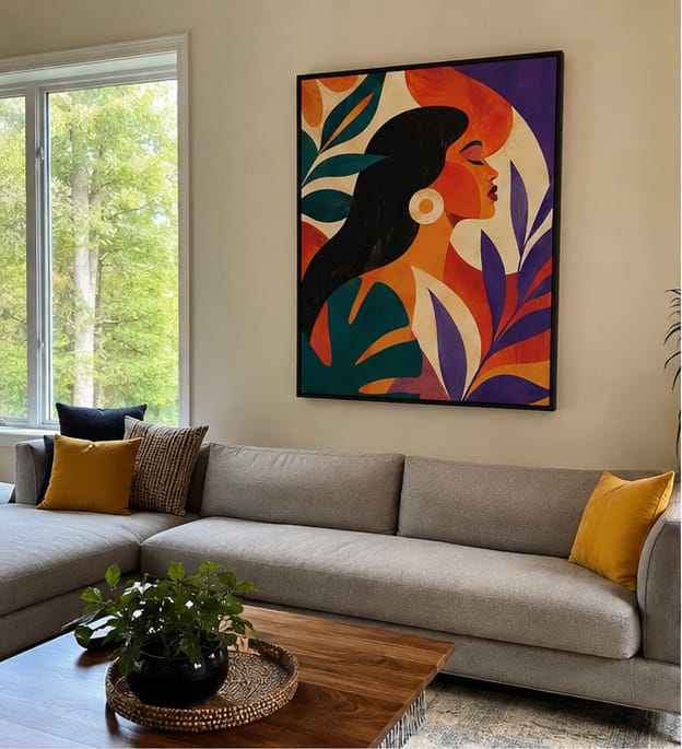 Customer photo review of Colorful Woman Portrait Canvas Wall Art
