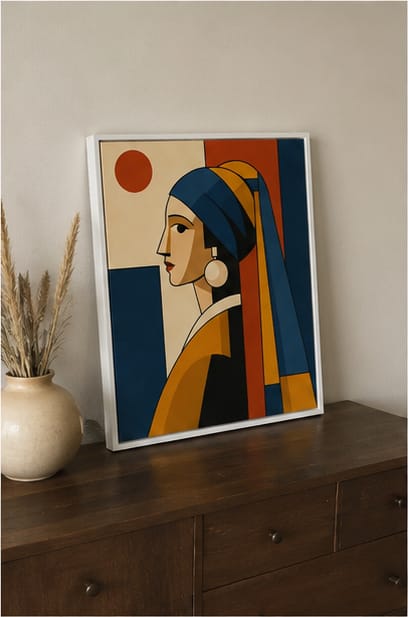 Customer photo review of Geometric Woman Portrait Canvas Wall Art