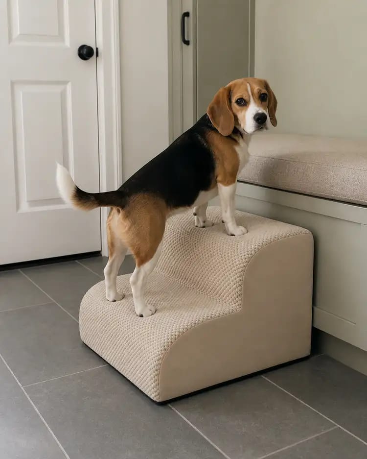 Customer photo review of AuraEase Soft Dog Stairs for Bed & Couch