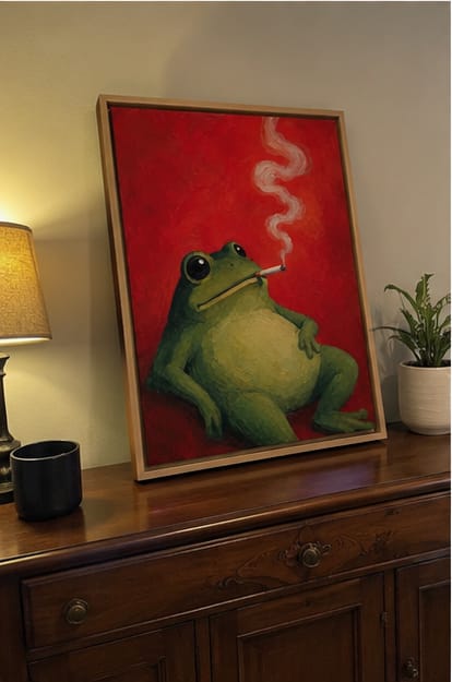 Customer photo review of Funny Frog Canvas Wall Art