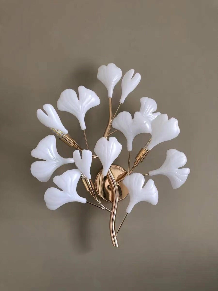 Customer photo review of Wall Lamp, White Ceramic Ginkgo Leaves, G9, Gold or Nickel Finish
