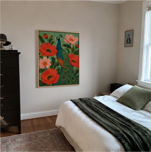 Customer photo review of Peacock Canvas Wall Art