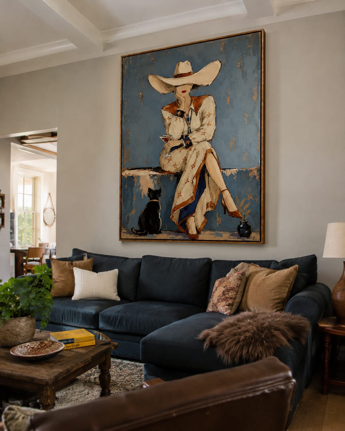 Customer photo review of Blue Hour-Cowgirl Cocktail Oil Painting