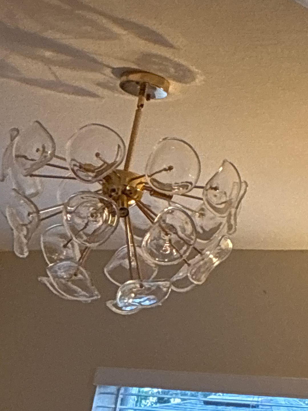 Customer photo review of Morning Glory Glass Bloom Sunburst Semi Flush Chandelier