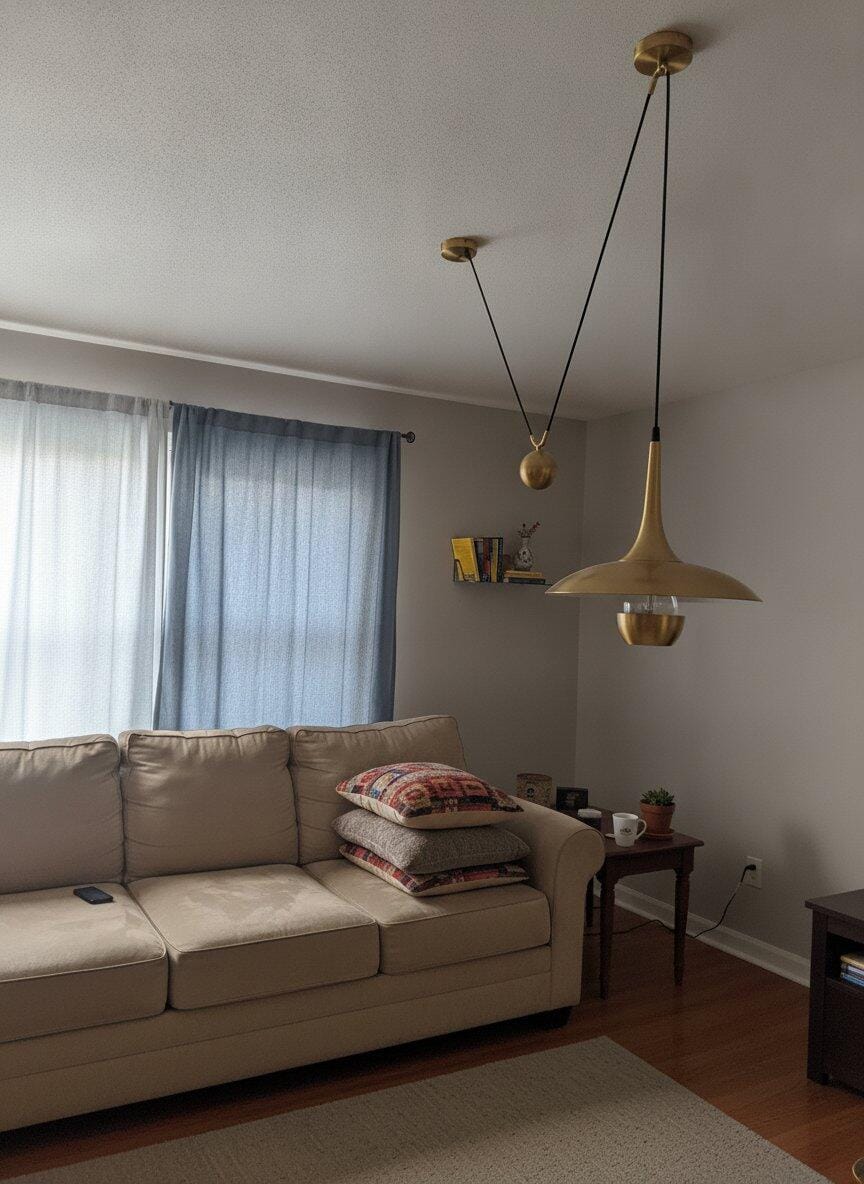 Customer photo review of Onos Pendant Light, Metal Globe Shade, Chrome or Gold, E26/E27, Adjustable