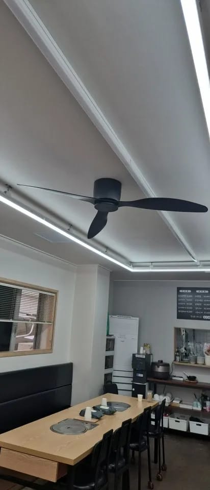 Customer photo review of Low Profile Ceiling Fan – 42/52 Inch, White, Wood, or Black Finish
