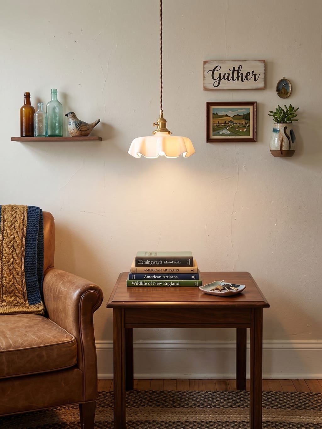 Customer photo review of French Flower Pendant Light, Pleated Glass Shade, Brass, E27