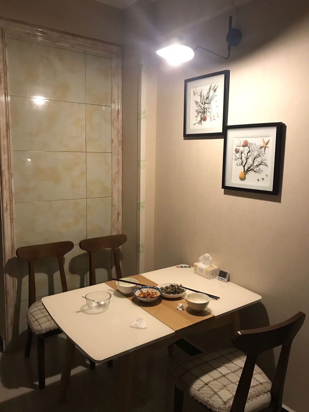 Customer photo review of Wall Sconce, Spider Long-Arm, Rotating Shade, Metal and Brass, E26 / E27