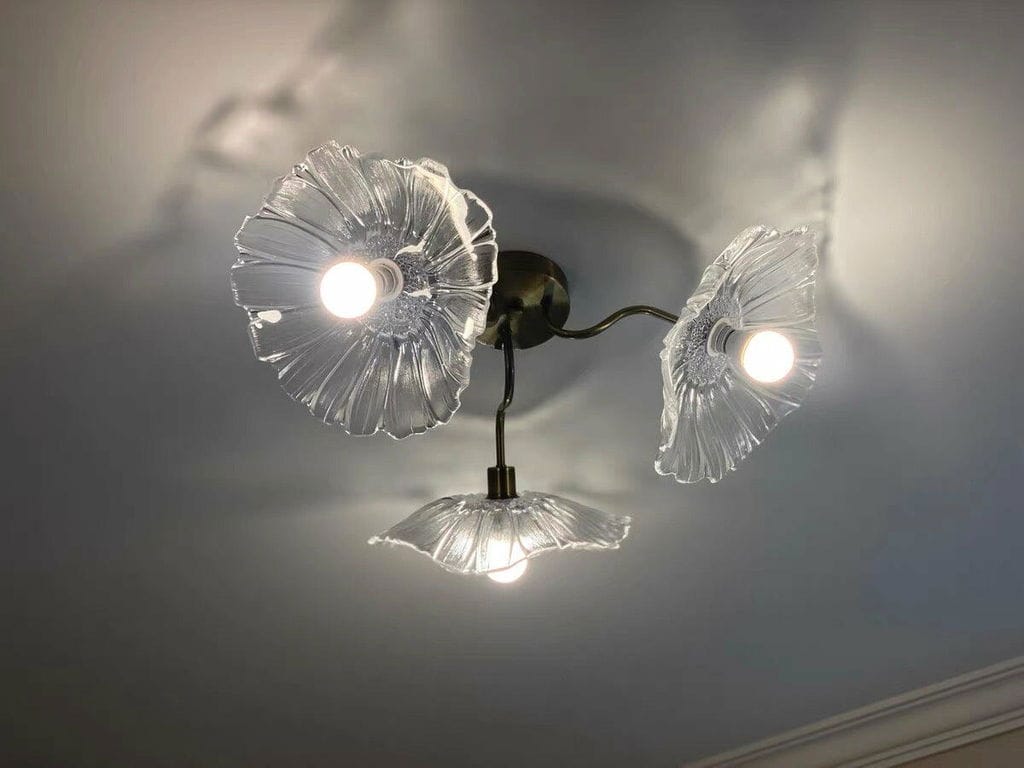 Customer photo review of Ceiling Light, Frosted Leaf Glass Shades, Gold, E27, Lotus Leaf