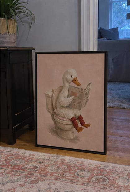 Customer photo review of Funny Duck Bathroom Canvas Wall Art