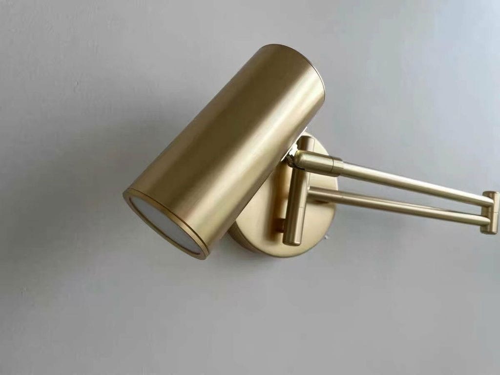 Customer photo review of Swing Arm Wall Sconce, Adjustable Iron Arm, Integrated LED, Gold