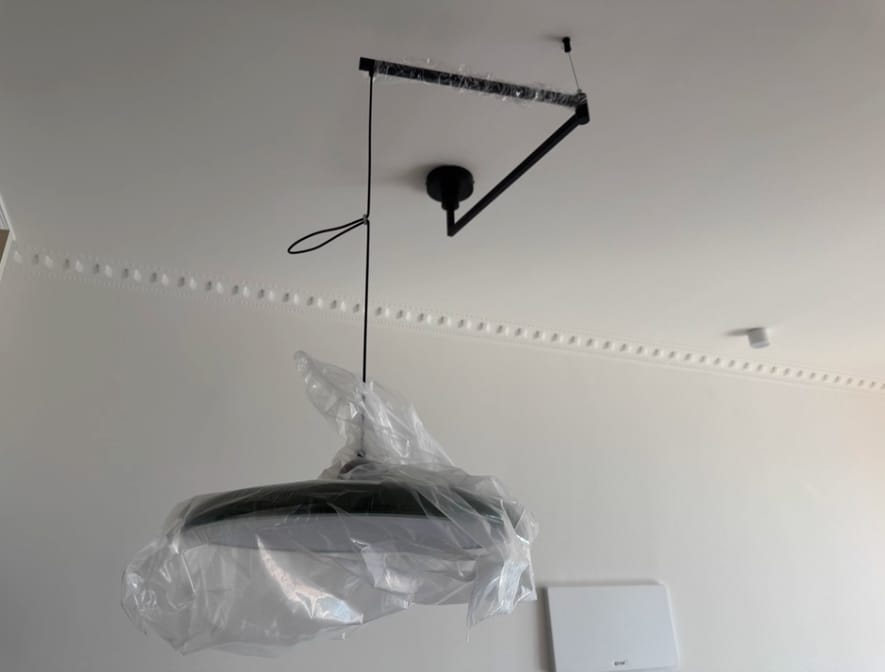 Customer photo review of Pendant Light, Mid-Century Swing Arm Disc, Acrylic, LED, Lola