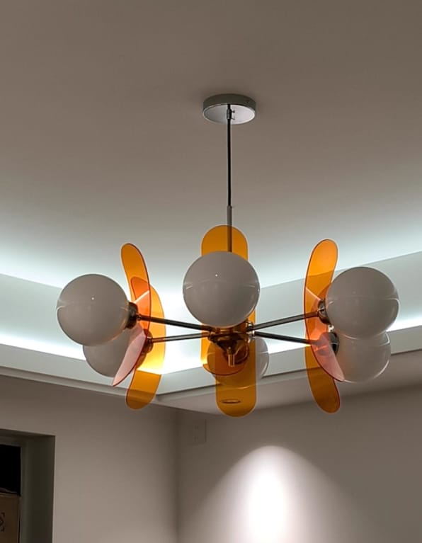 Customer photo review of Sputnik Chandelier, Iron Frame, Glass Shades, E26/E27, Chrome Finish