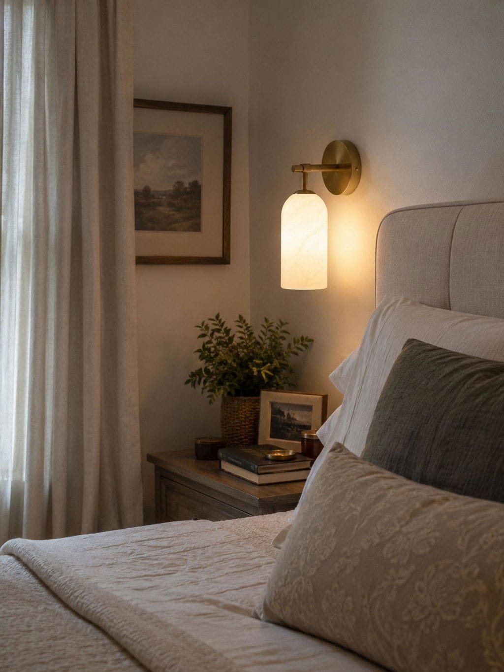 Customer photo review of Wall Sconce, Translucent Alabaster Cylinder, Brushed Gold, E14