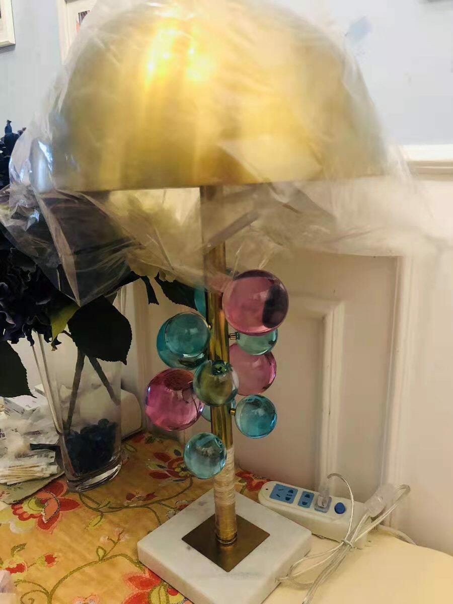 Customer photo review of Globo Table Lamp, Glass Spheres, White Marble Base, Gold Stem, E27