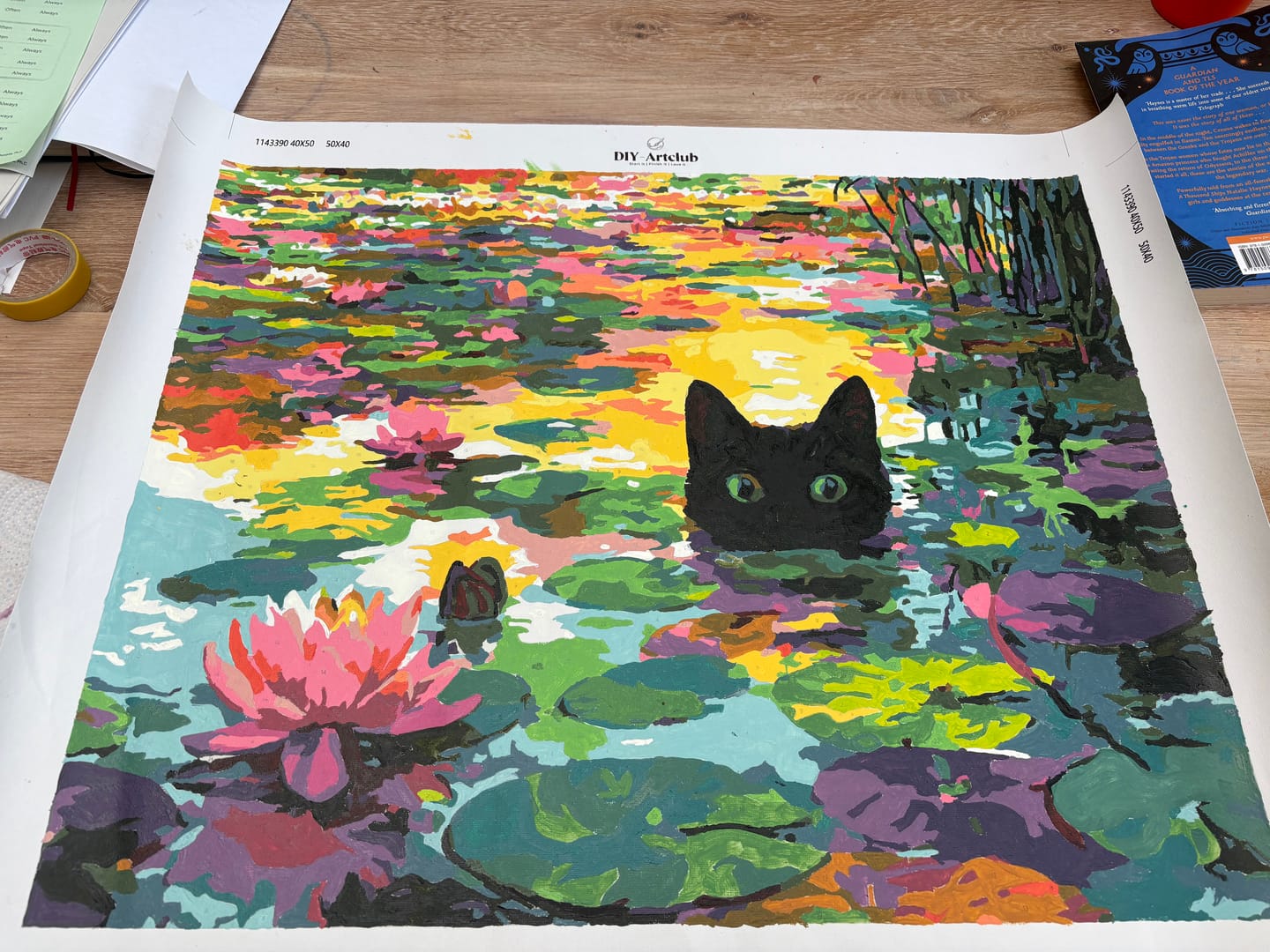Customer photo review of A Water lilies cat | Paint by Number