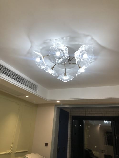 Customer photo review of Ceiling Light, Frosted Leaf Glass Shades, Gold, E27, Lotus Leaf