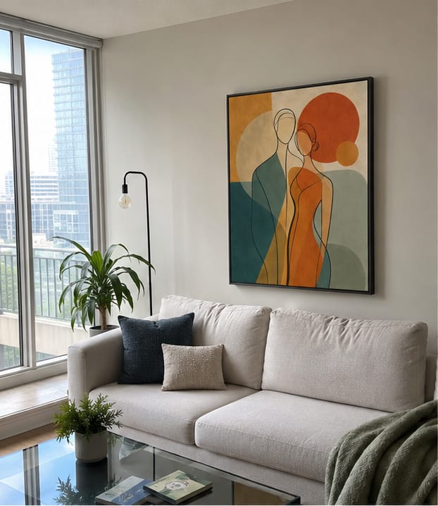 Customer photo review of Abstract Couple Canvas Wall Art