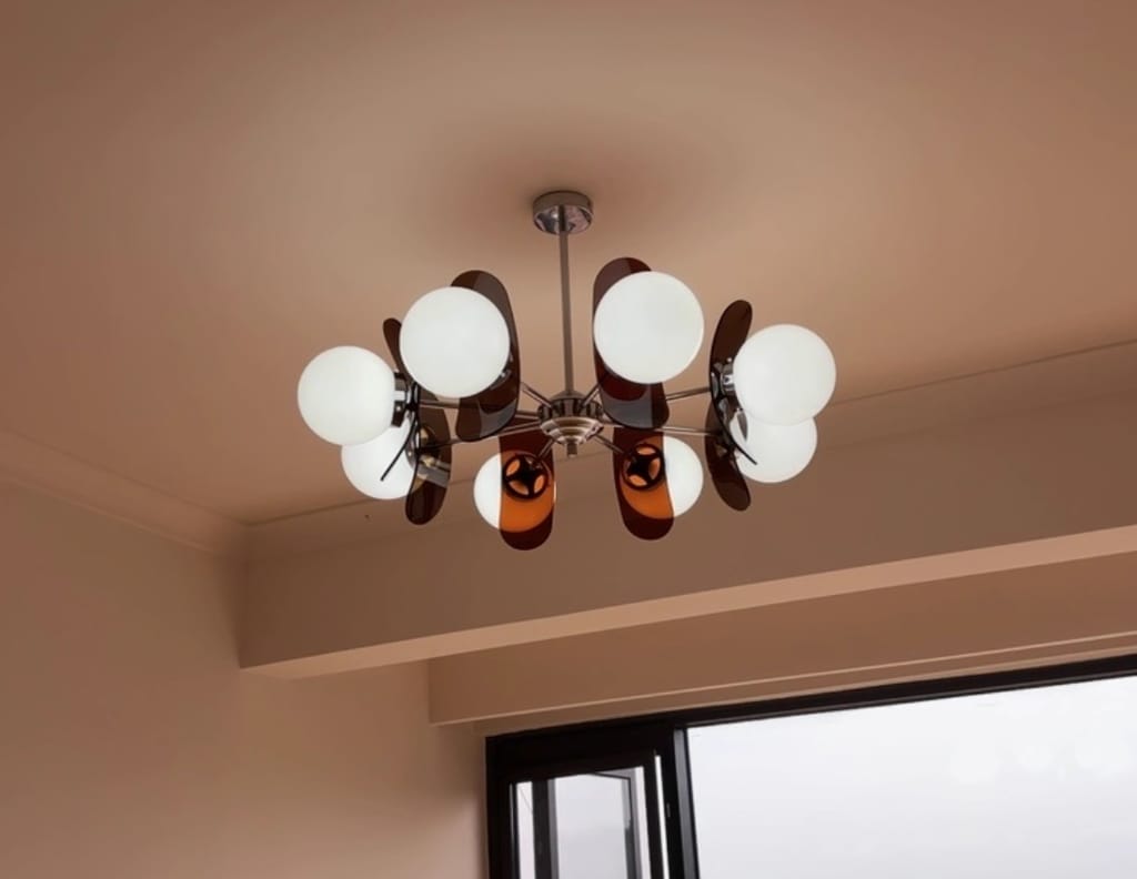 Customer photo review of Sputnik Chandelier, Iron Frame, Glass Shades, E26/E27, Chrome Finish