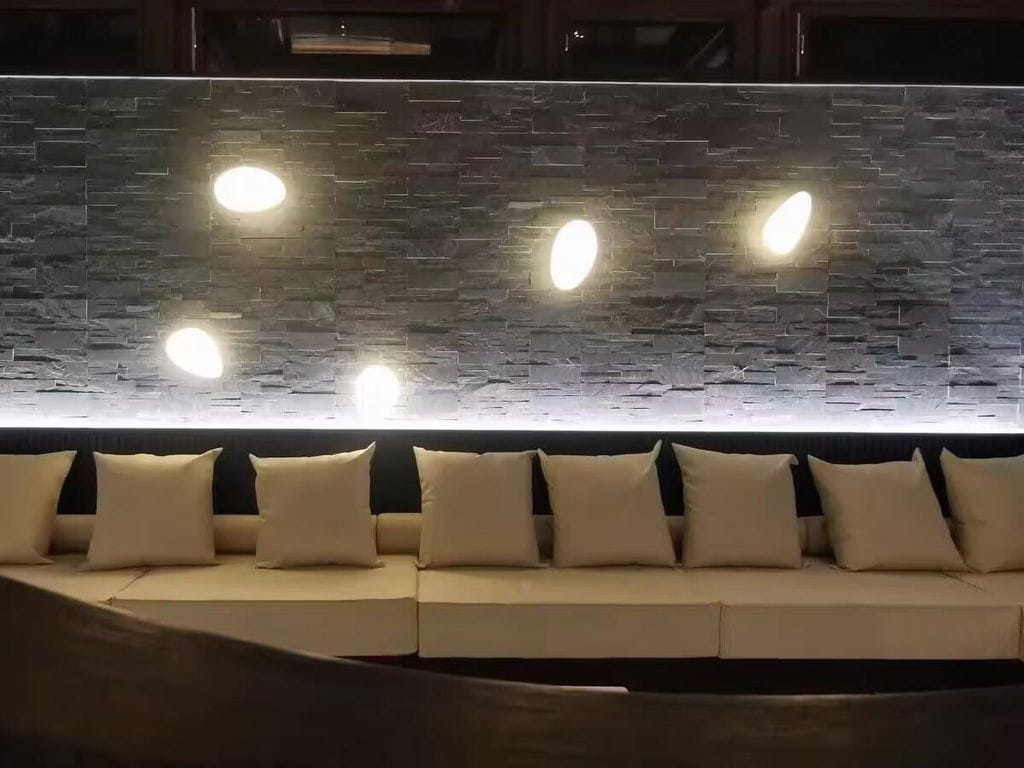 Customer photo review of Wall Lamp, Pebble Hand-Blown Glass Shade, Integrated LED, Models A-D
