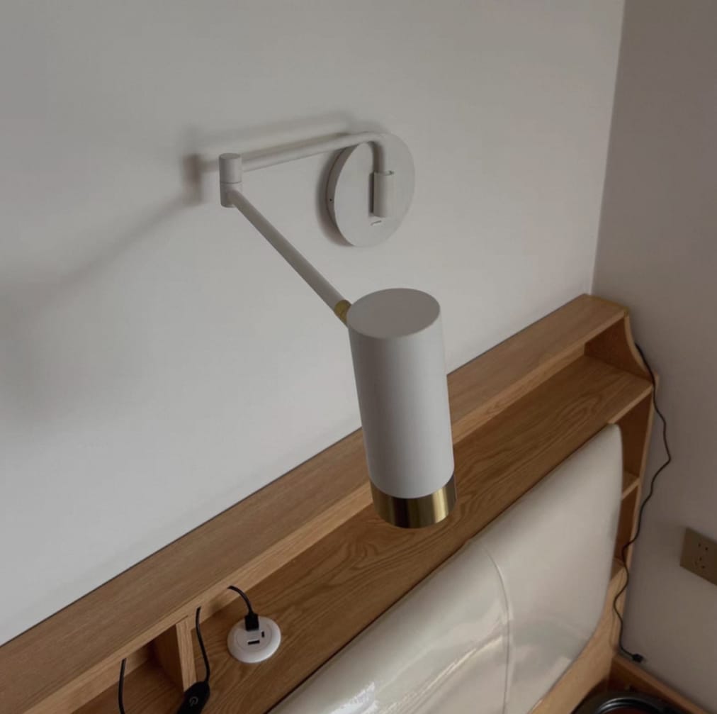 Customer photo review of Swing Arm Wall Lamp, Elongated Metal Shade, E26/E27, Adjustable