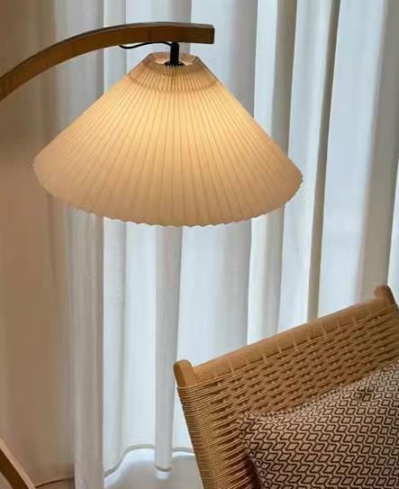 Customer photo review of Floor Lamp, Caprani Beechwood & Linen Shade, E26/E27, Plug-In