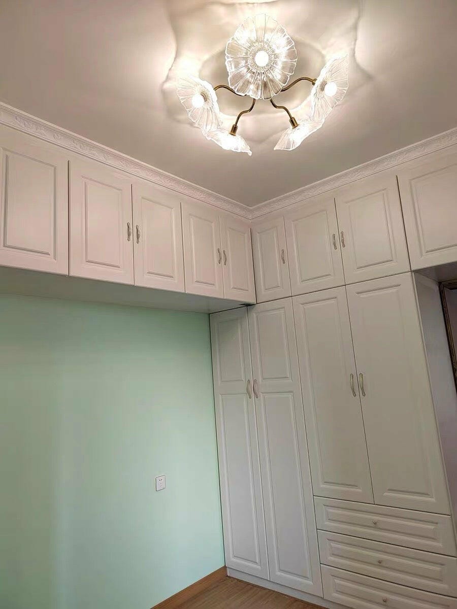 Customer photo review of Ceiling Light, Frosted Leaf Glass Shades, Gold, E27, Lotus Leaf
