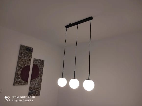 Customer photo review of Mila Pendant Light, White Glass Globe, Brass, Black or Silver, E27