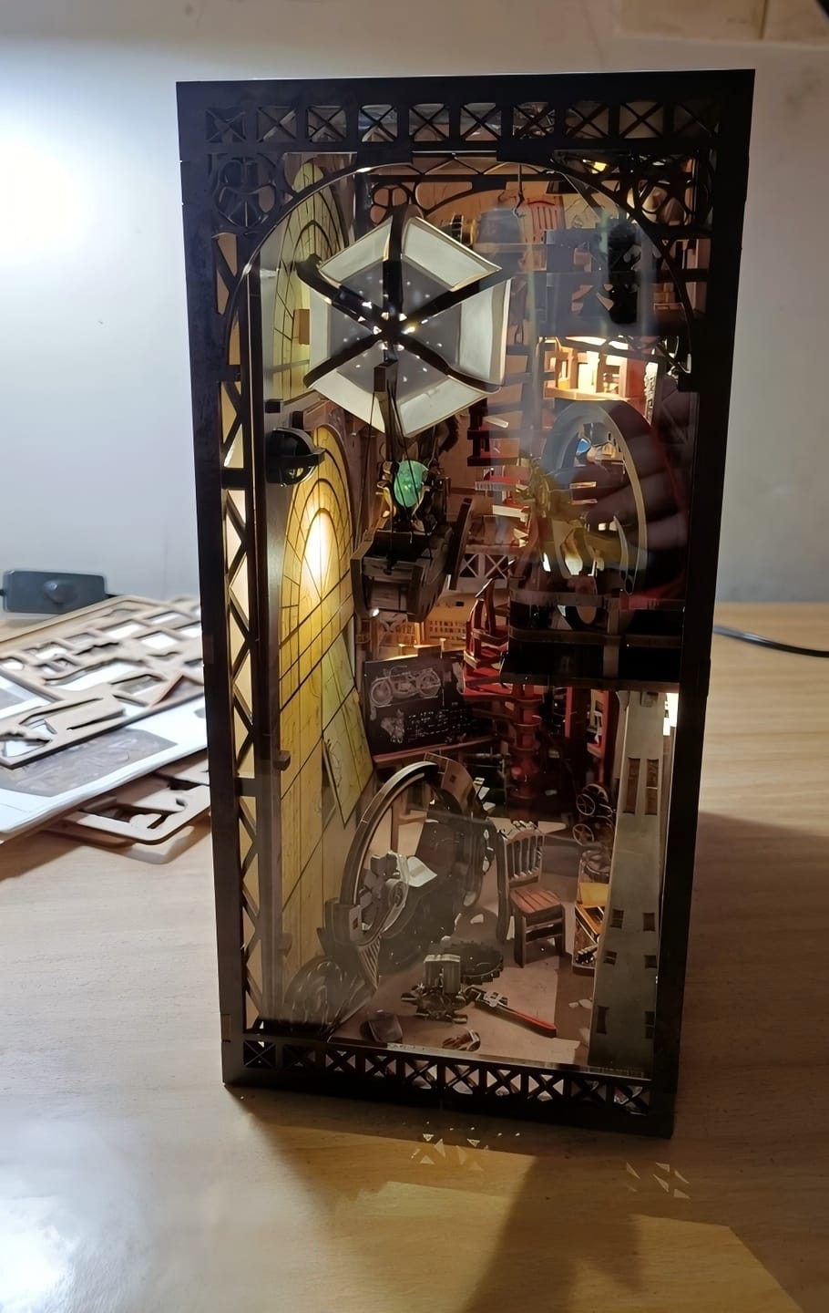 Customer photo review of Uncle Peter’s Steampunk Workshop DIY Book Nook Kit