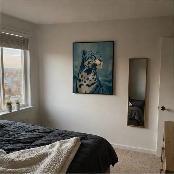 Customer photo review of Blue Leopard Canvas Wall Art