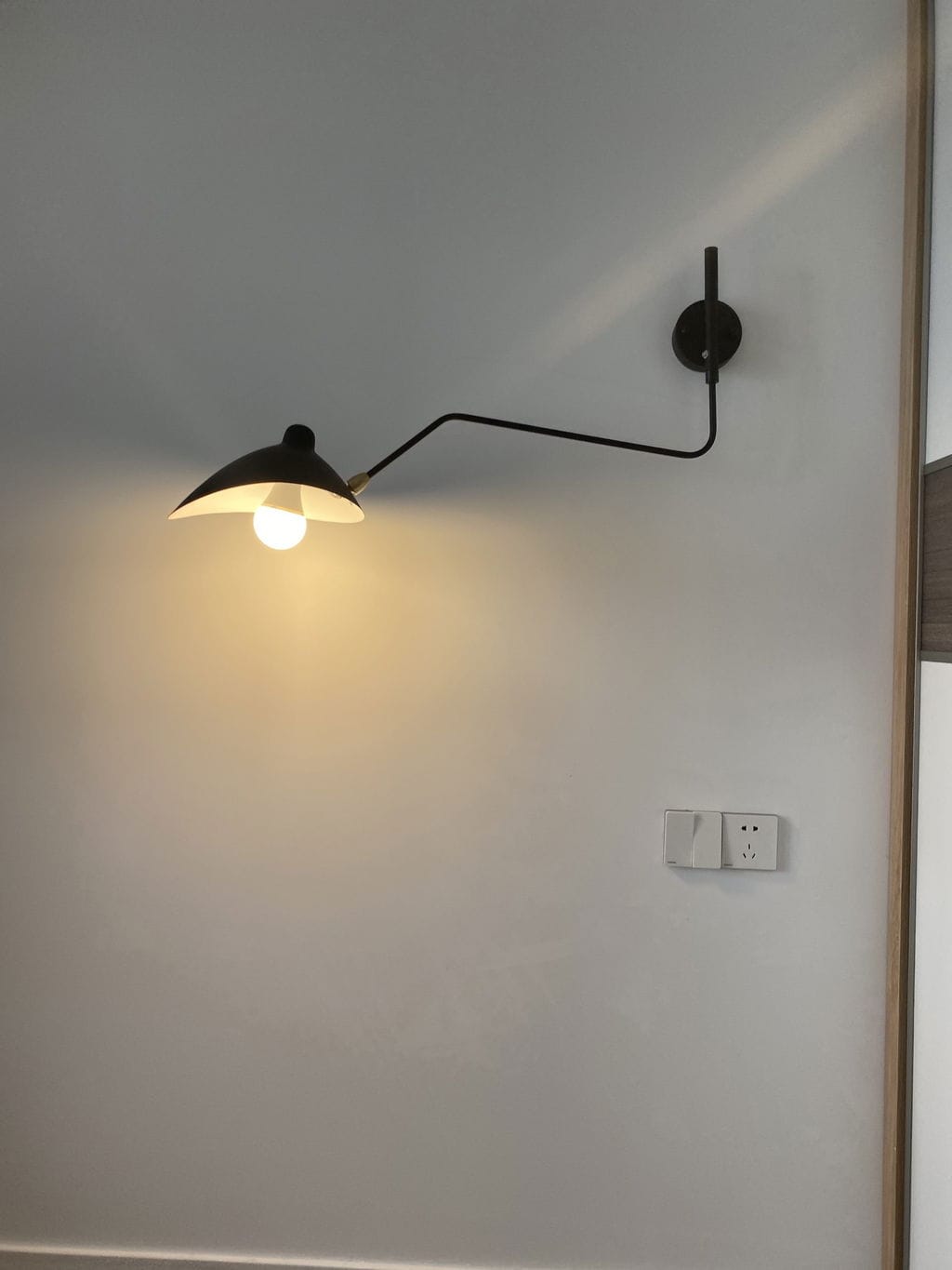 Customer photo review of Wall Sconce, Spider Long-Arm, Rotating Shade, Metal and Brass, E26 / E27