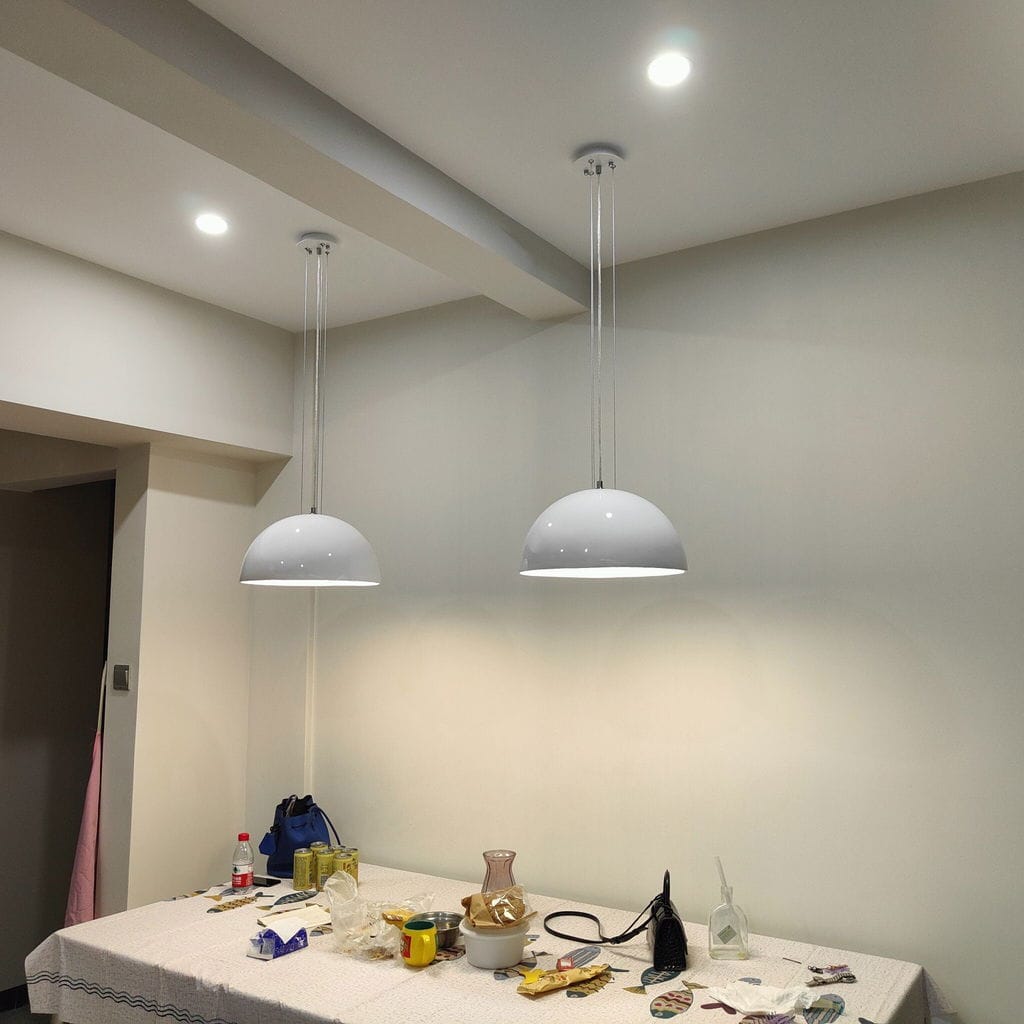 Customer photo review of Pendant Light, Cast Plaster Hemisphere Diffuser, E27, 6 Finishes