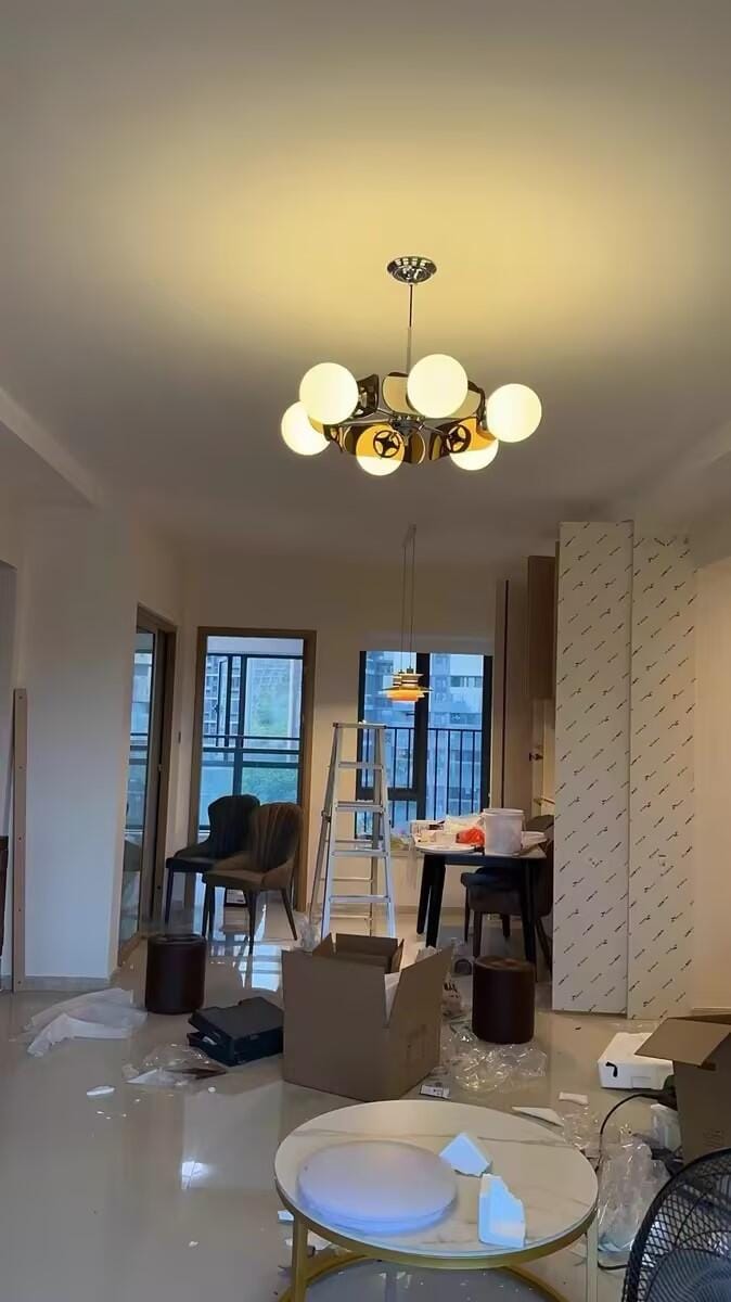 Customer photo review of Sputnik Chandelier, Iron Frame, Glass Shades, E26/E27, Chrome Finish