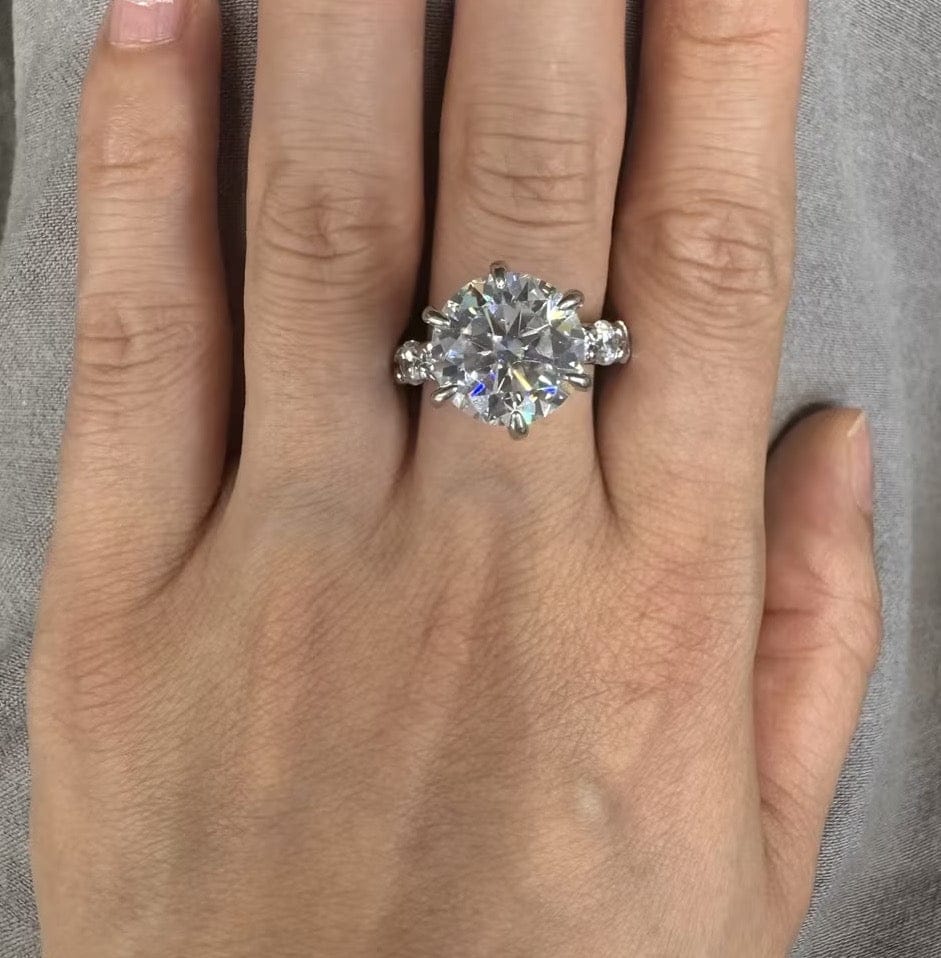 Customer photo review of S925 Moissanite 6.0Ct Round Cut Luxe Engagement Ring in Sterling Silver