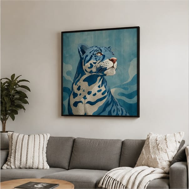 Customer photo review of Blue Leopard Canvas Wall Art