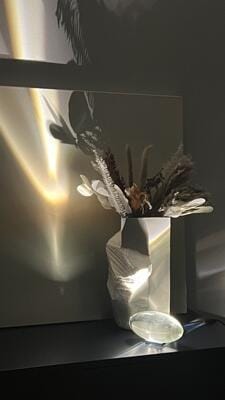 Customer photo review of Table Lamp, Atman Crystal Glass Oval, Chrome Base, Integrated LED
