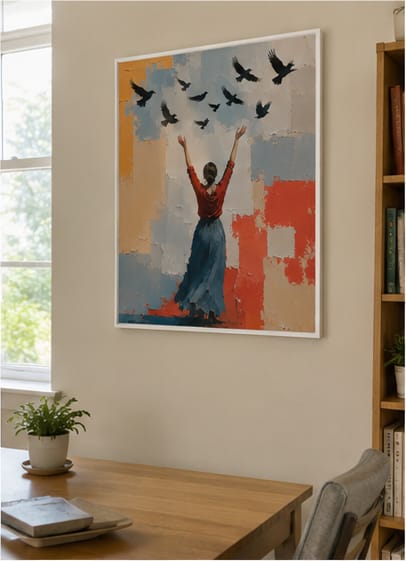 Customer photo review of Woman and Birds Canvas Wall Art