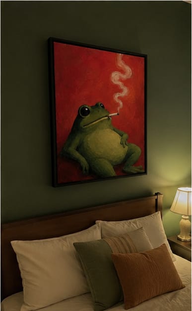Customer photo review of Funny Frog Canvas Wall Art