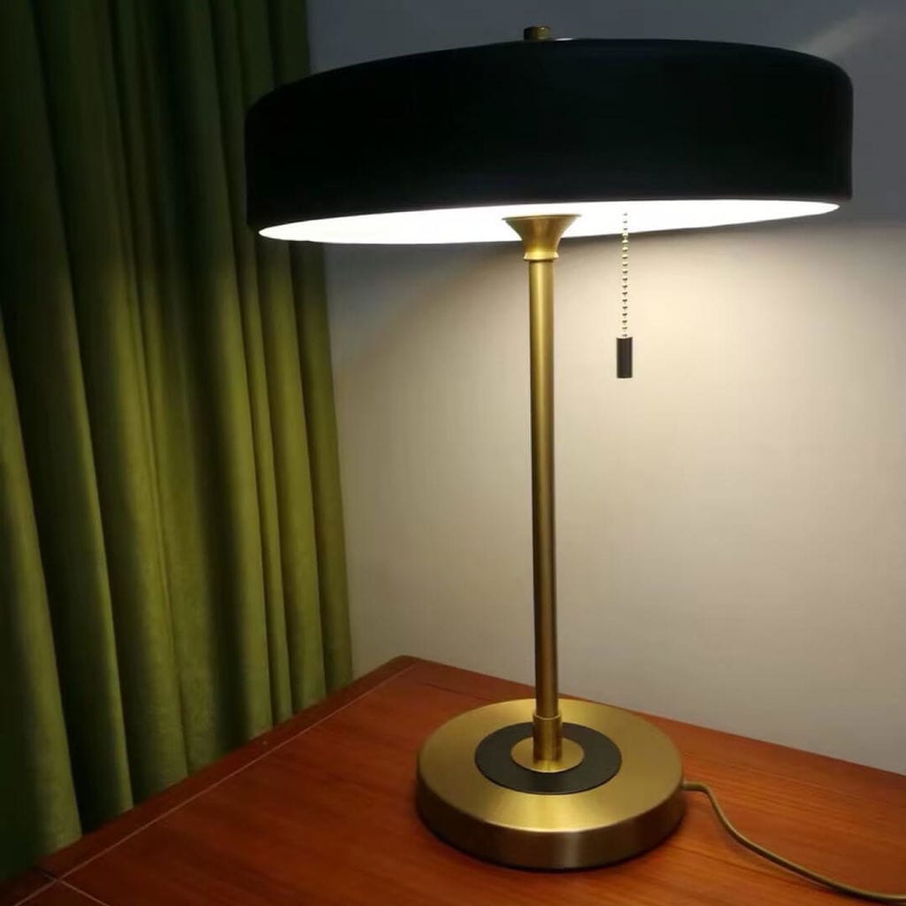 Customer photo review of Revolve Table Lamp, Spun Metal Shade, Opal Diffuser, Iron Base, G9