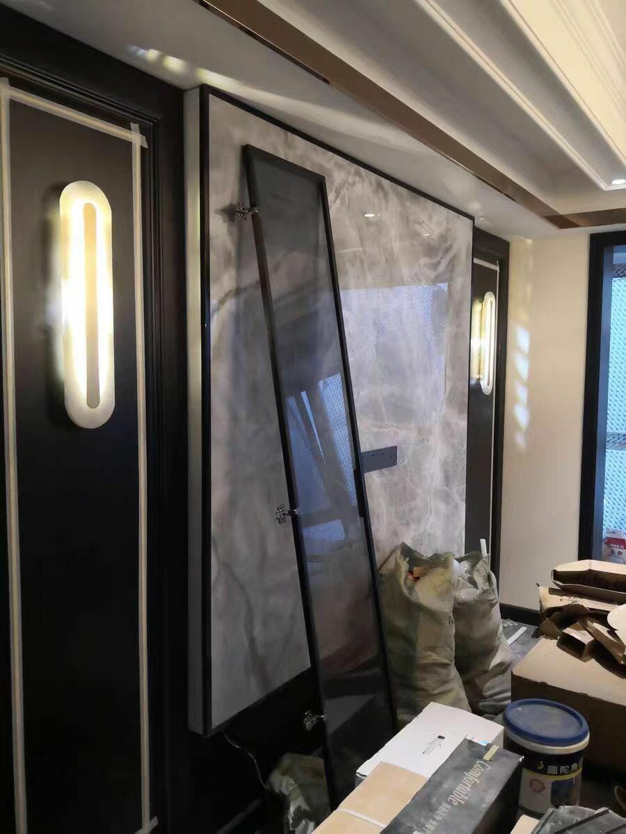 Customer photo review of Wall Sconce, Genuine Alabaster & Brass, Integrated LED, Dimmable