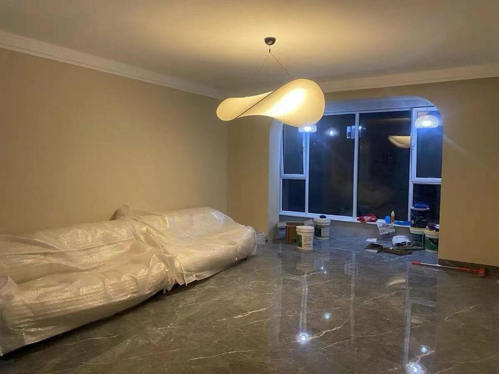 Customer photo review of Pendant Light, Tense, Mulberry Silk Diffuser, Black Frame, LED, Dimmable