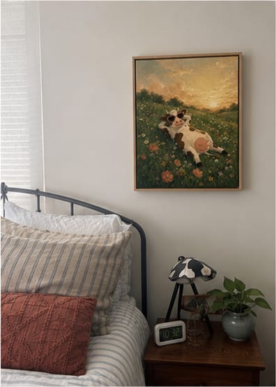 Customer photo review of Funny Cow Canvas Wall Art