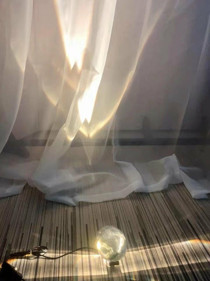 Customer photo review of Table Lamp, Atman Crystal Glass Oval, Chrome Base, Integrated LED